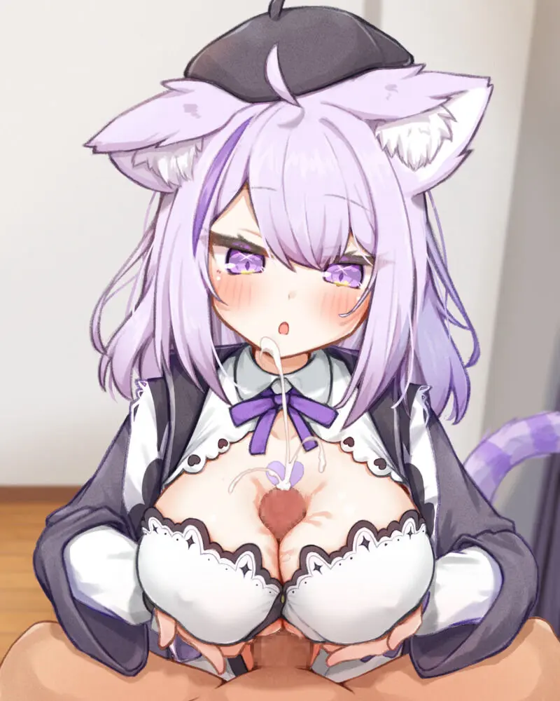 【ホロライブ】猫又おかゆにパイズリされちゃうエロ画像