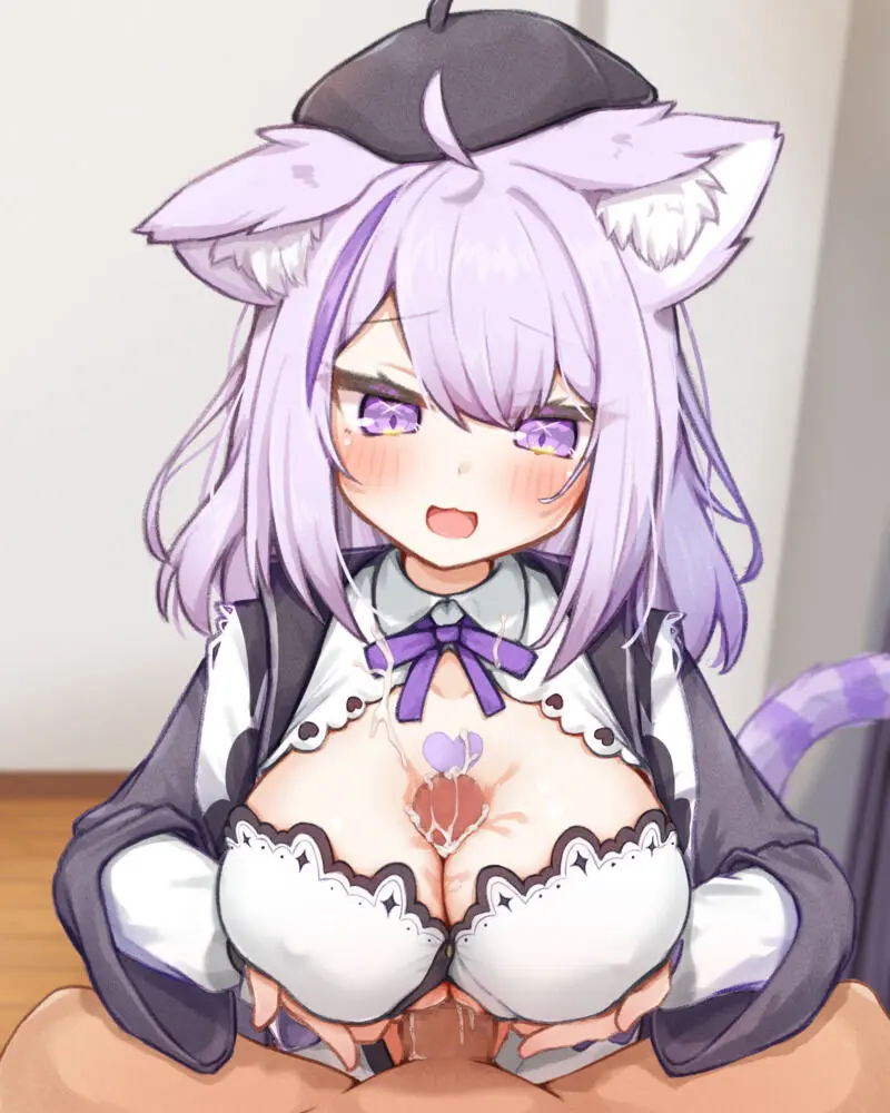 【ホロライブ】猫又おかゆにパイズリされちゃうエロ画像