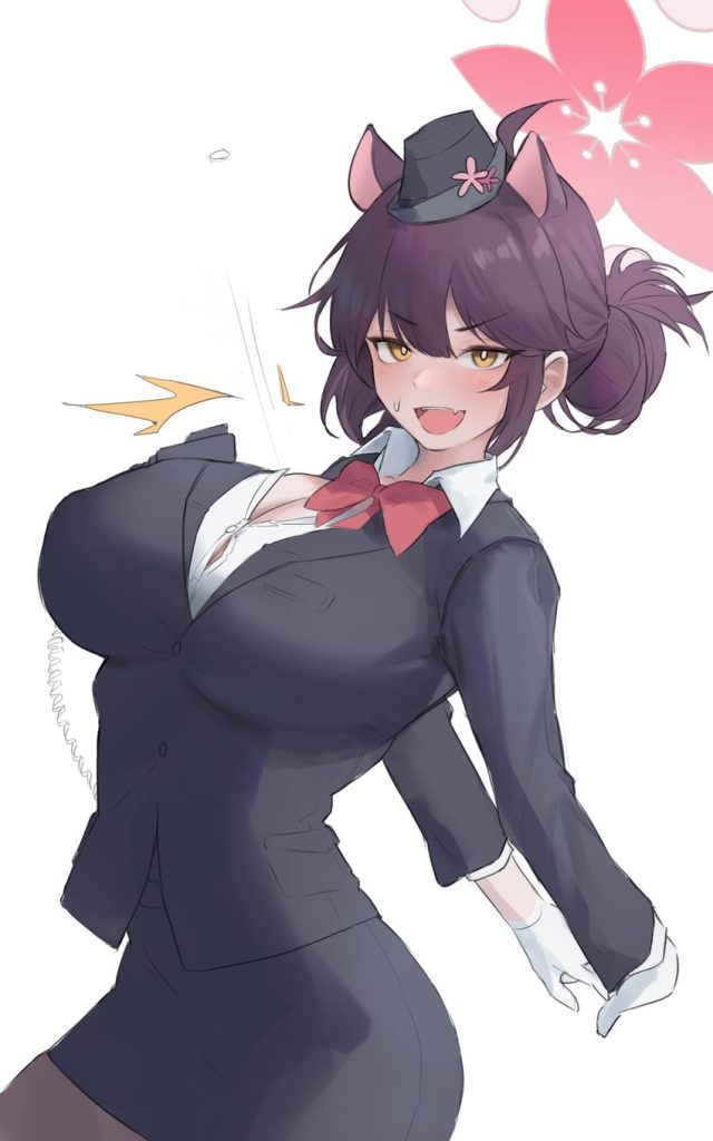 【二次】おっぱいがデカすぎて胸ボタンを飛ばしてる画像まとめ