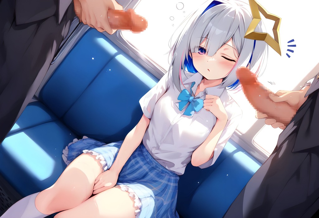 【画像】天音かなたが電車で痴漢されちゃうエロ画像集