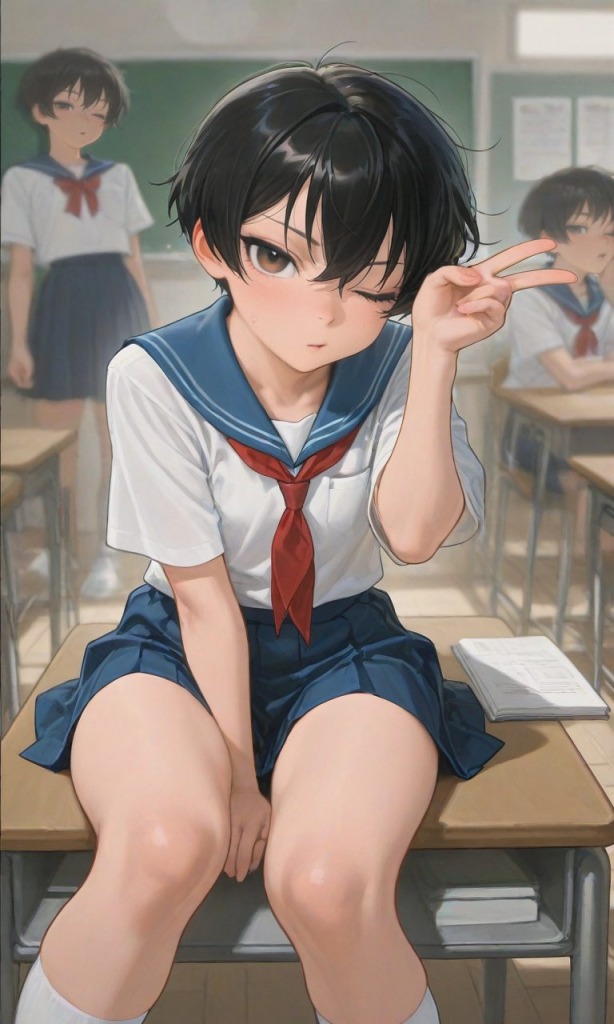 【二次エロ】ボーイッシュ女子の露出＆男水着チャレンジ
