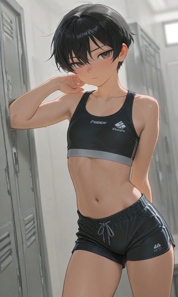 【二次エロ】ボーイッシュ女子の露出＆男水着チャレンジ
