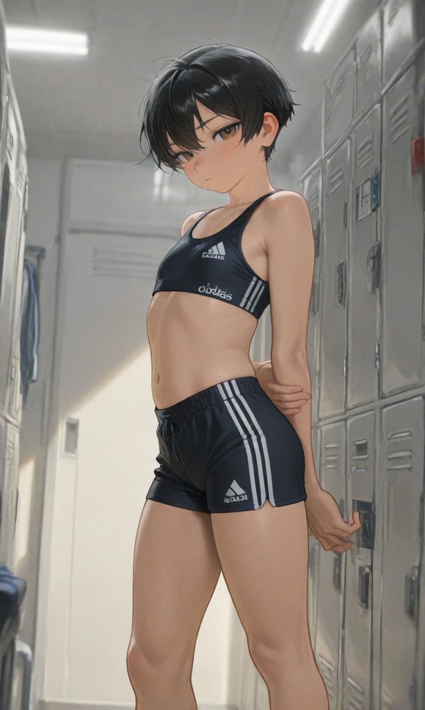 【二次エロ】ボーイッシュ女子の露出＆男水着チャレンジ