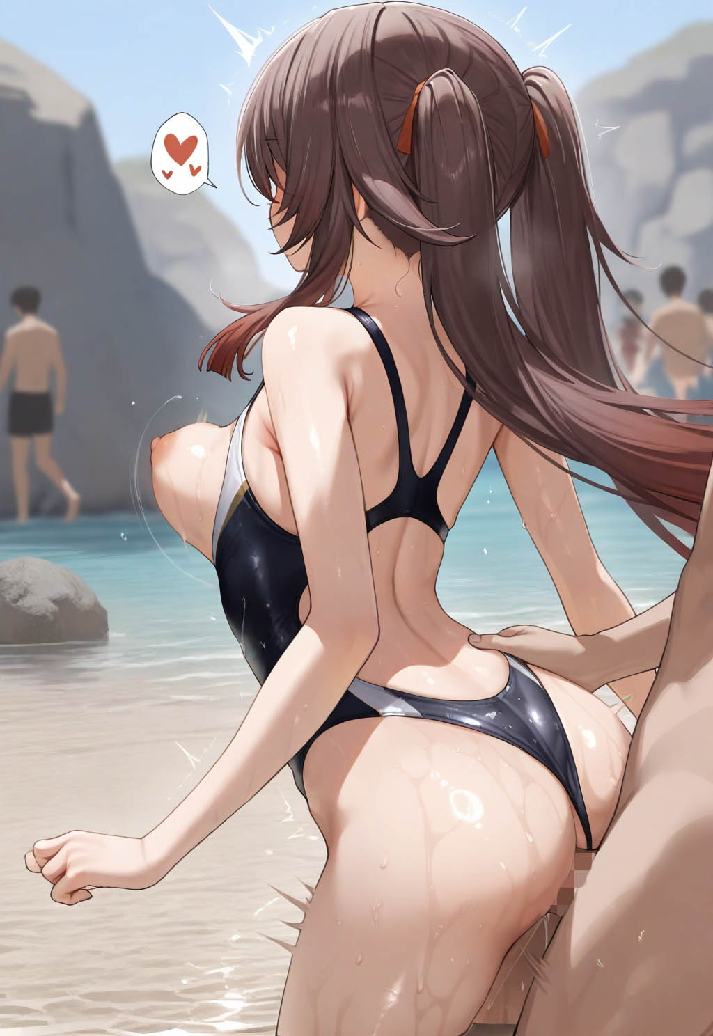 【画像】胡桃と海でドスケベセクース