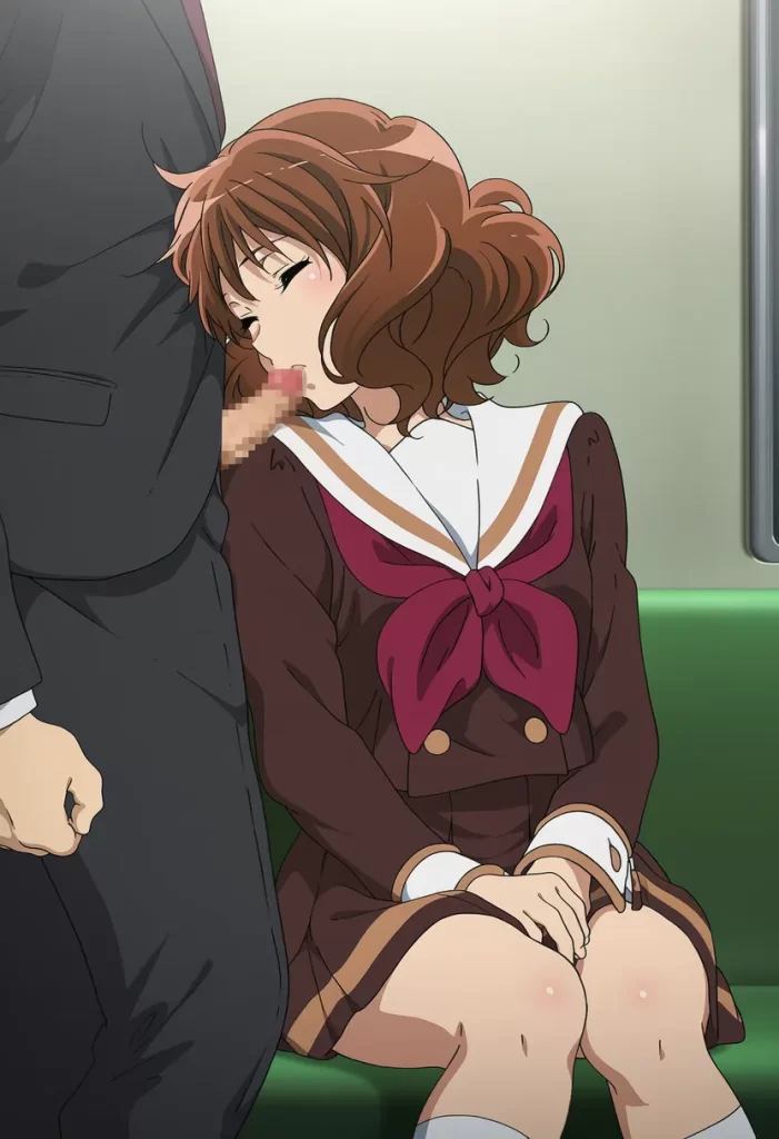 【二次エロ】電車で寝てる黄前久美子のお口をお借りするエロ画像