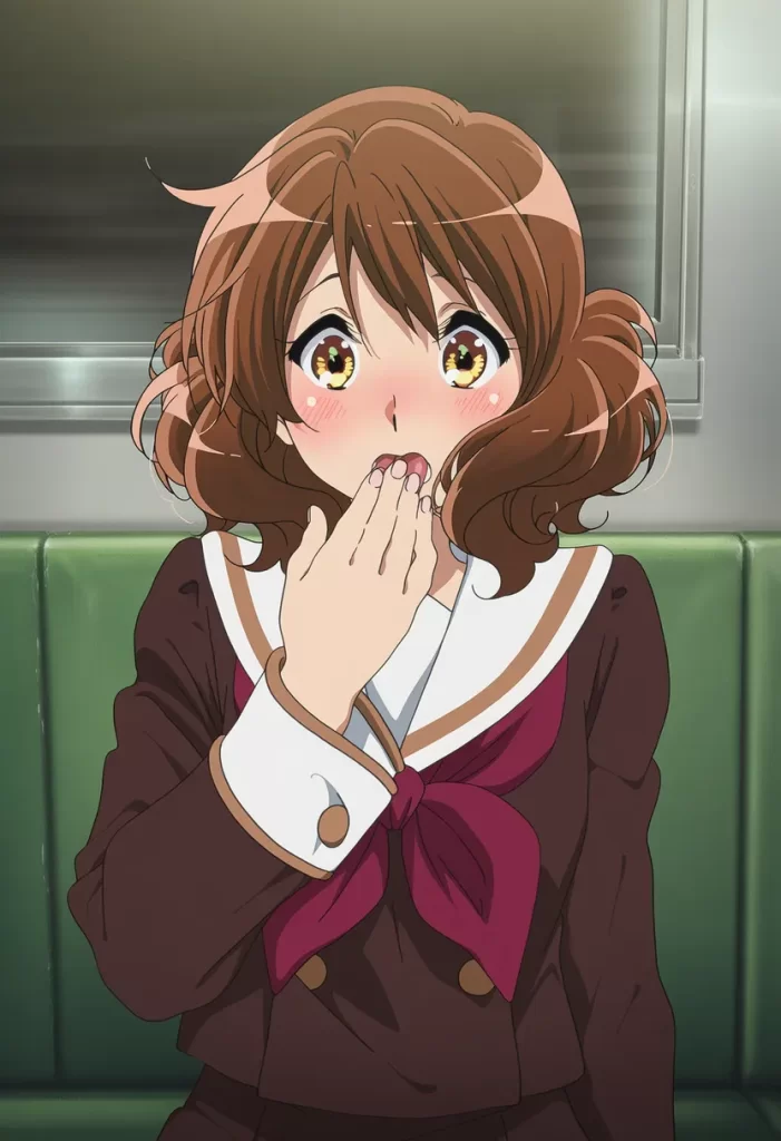 【二次エロ】電車で寝てる黄前久美子のお口をお借りするエロ画像