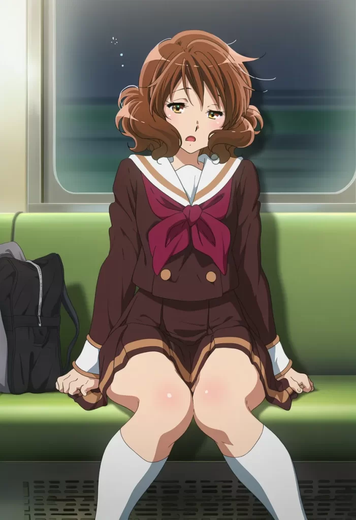 【二次エロ】電車で寝てる黄前久美子のお口をお借りするエロ画像