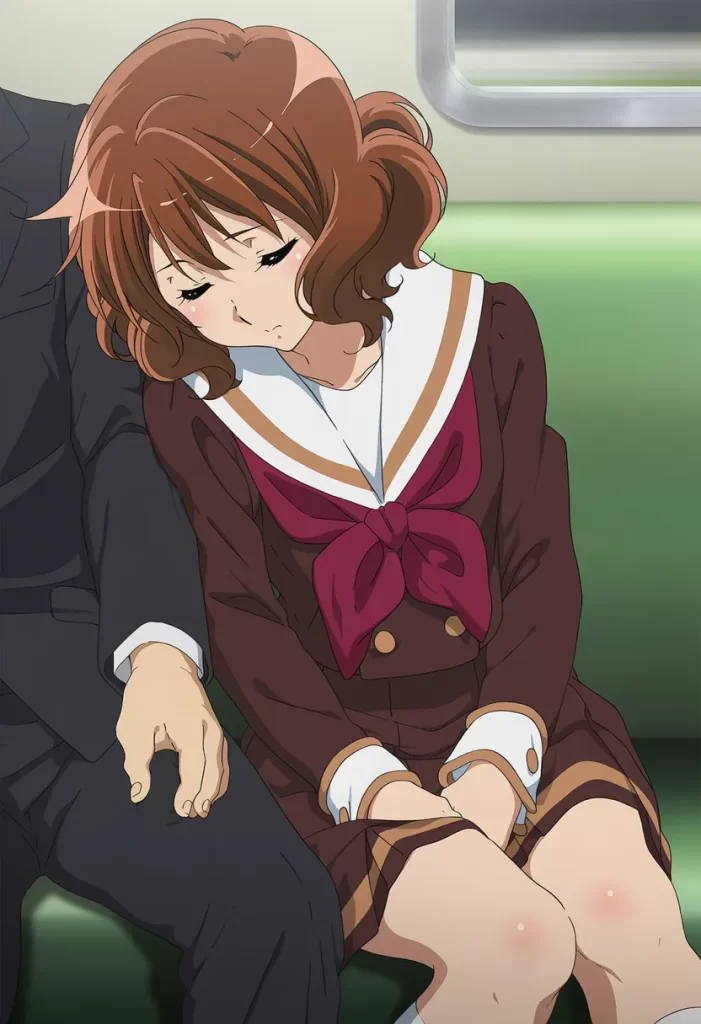 【二次エロ】電車で寝てる黄前久美子のお口をお借りするエロ画像