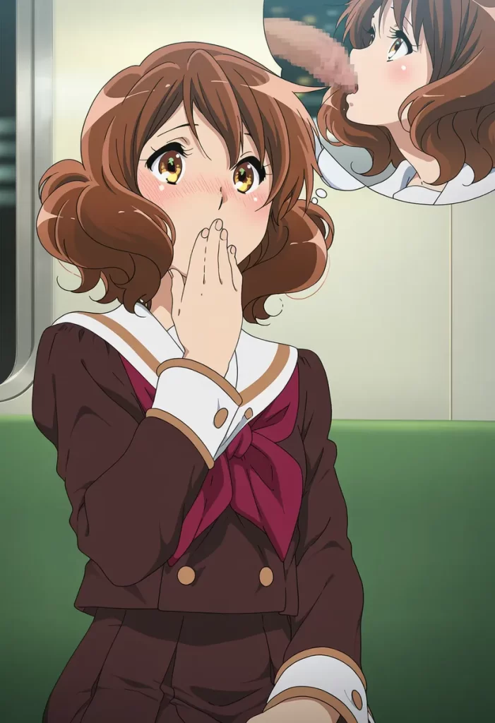 【二次エロ】電車で寝てる黄前久美子のお口をお借りするエロ画像