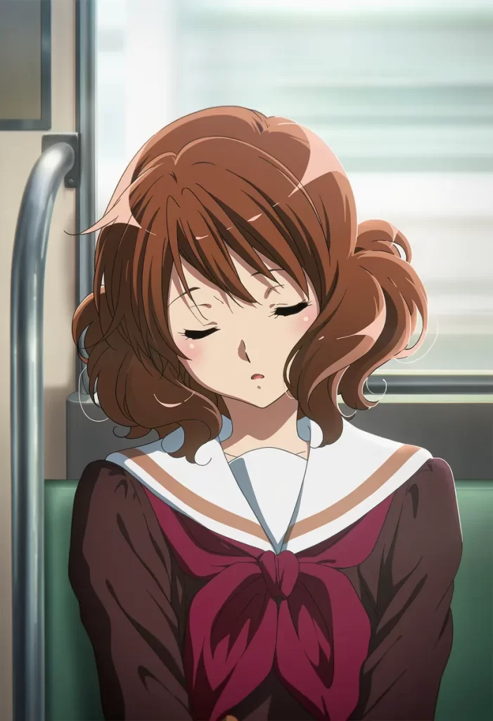 【二次エロ】電車で寝てる黄前久美子のお口をお借りするエロ画像