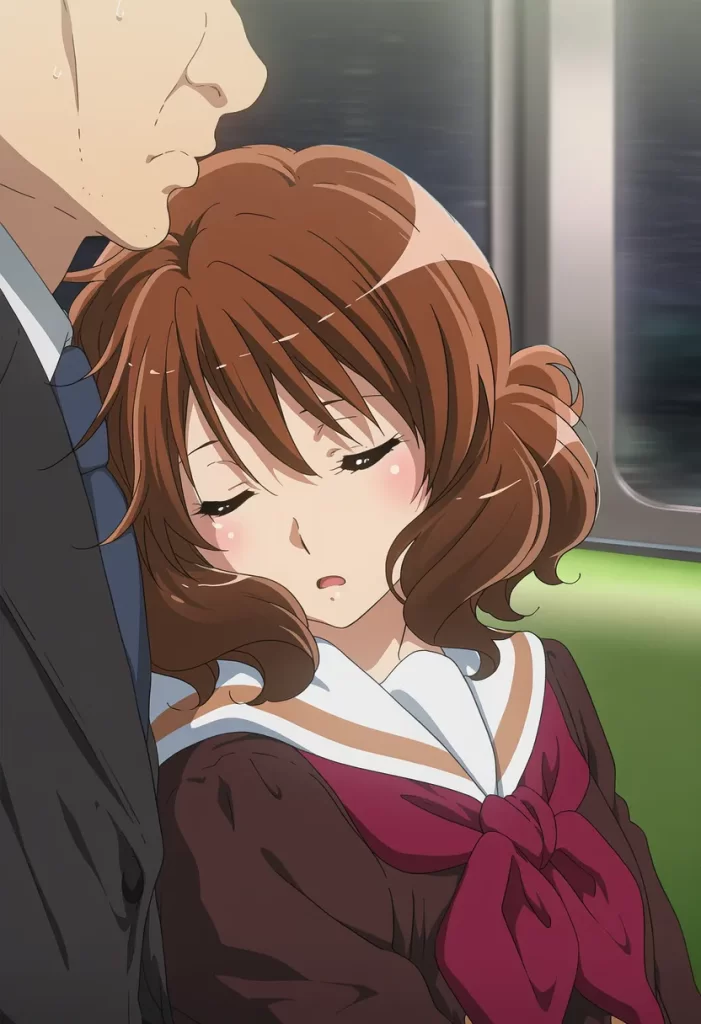 【二次エロ】電車で寝てる黄前久美子のお口をお借りするエロ画像