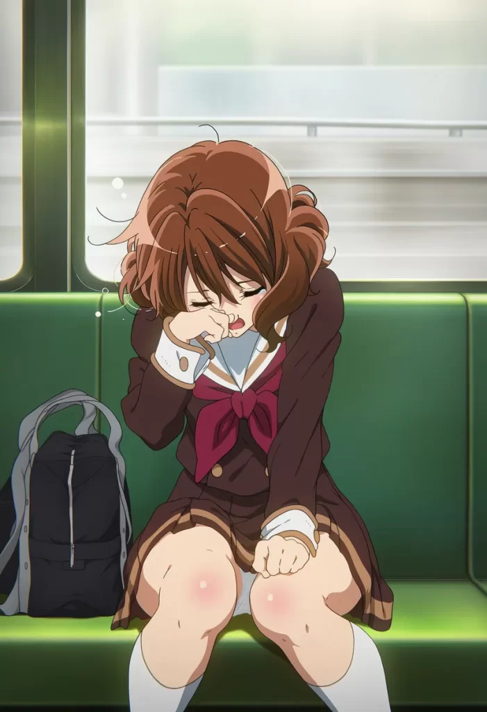 【二次エロ】電車で寝てる黄前久美子のお口をお借りするエロ画像