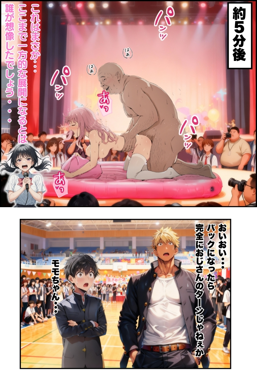 【エロ漫画】文化祭J◯ヘルス VS レンタルおじさんちんぽ 63ページ目