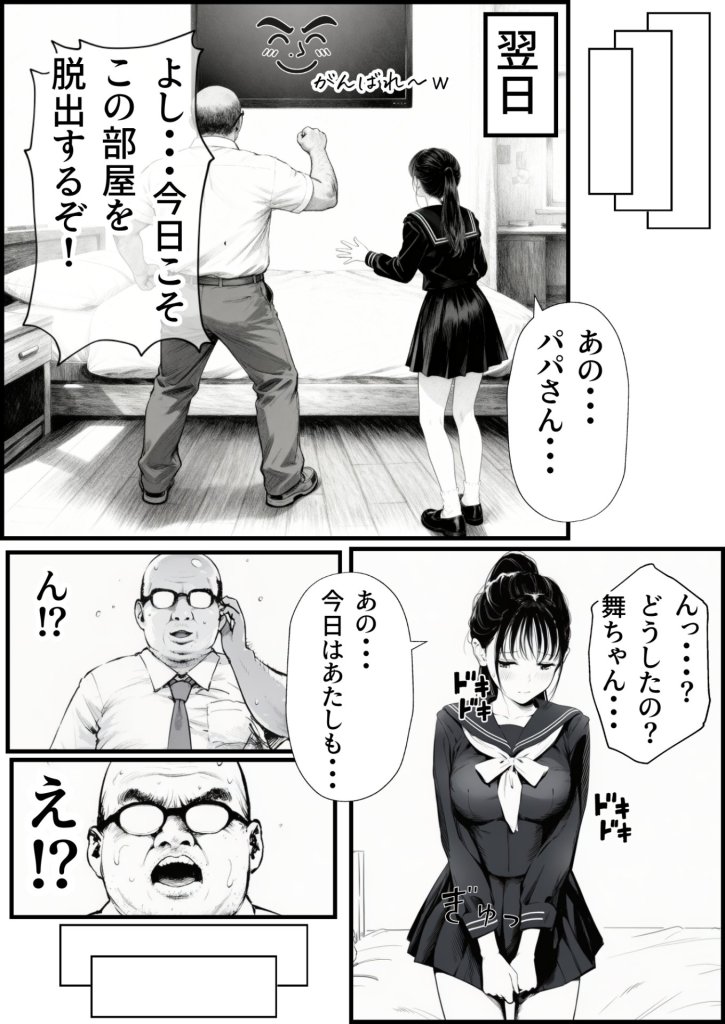 【エロ漫画】セックスしないと出られない部屋に娘の親友と閉じ込められたんだが・・・