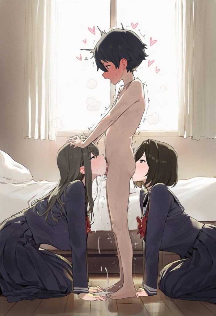 【二次エロ】前後同時舐めしてもらってる男の子のエロ画像