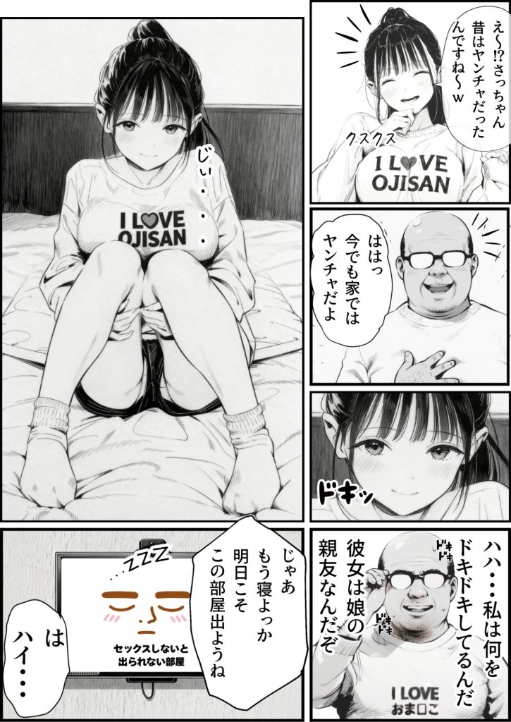 【エロ漫画】セックスしないと出られない部屋に娘の親友と閉じ込められたんだが・・・