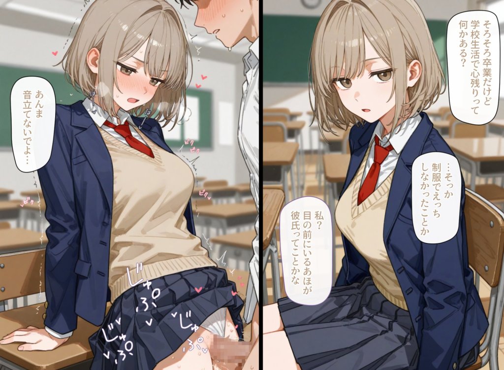 【二次エロ】卒業前に思い出作りで制服エッチしとくカップル