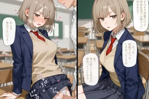 【二次エロ】卒業前に思い出作りで制服エッチしとくカップル