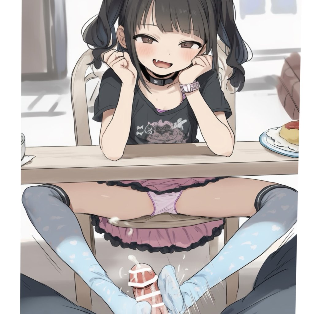 【二次エロ】テーブルの下でこっそり足コキ・・・♥