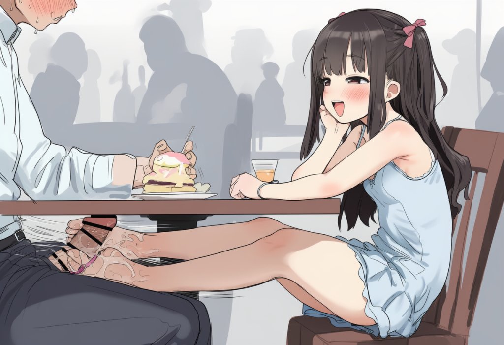 【二次エロ】テーブルの下でこっそり足コキ・・・♥