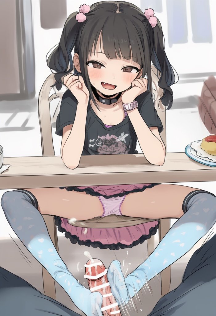 【二次エロ】テーブルの下でこっそり足コキ・・・♥