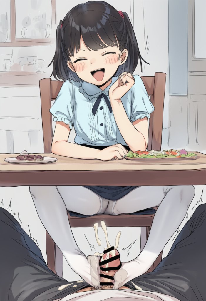 【二次エロ】テーブルの下でこっそり足コキ・・・♥