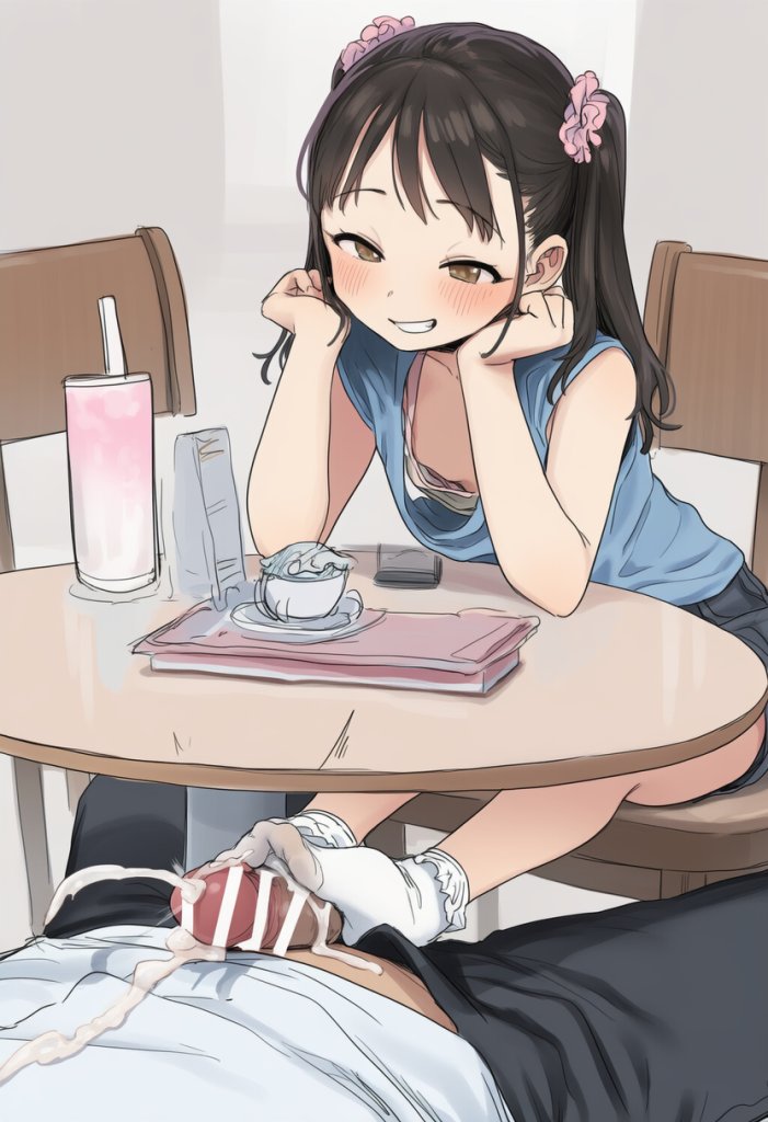 【二次エロ】テーブルの下でこっそり足コキ・・・♥