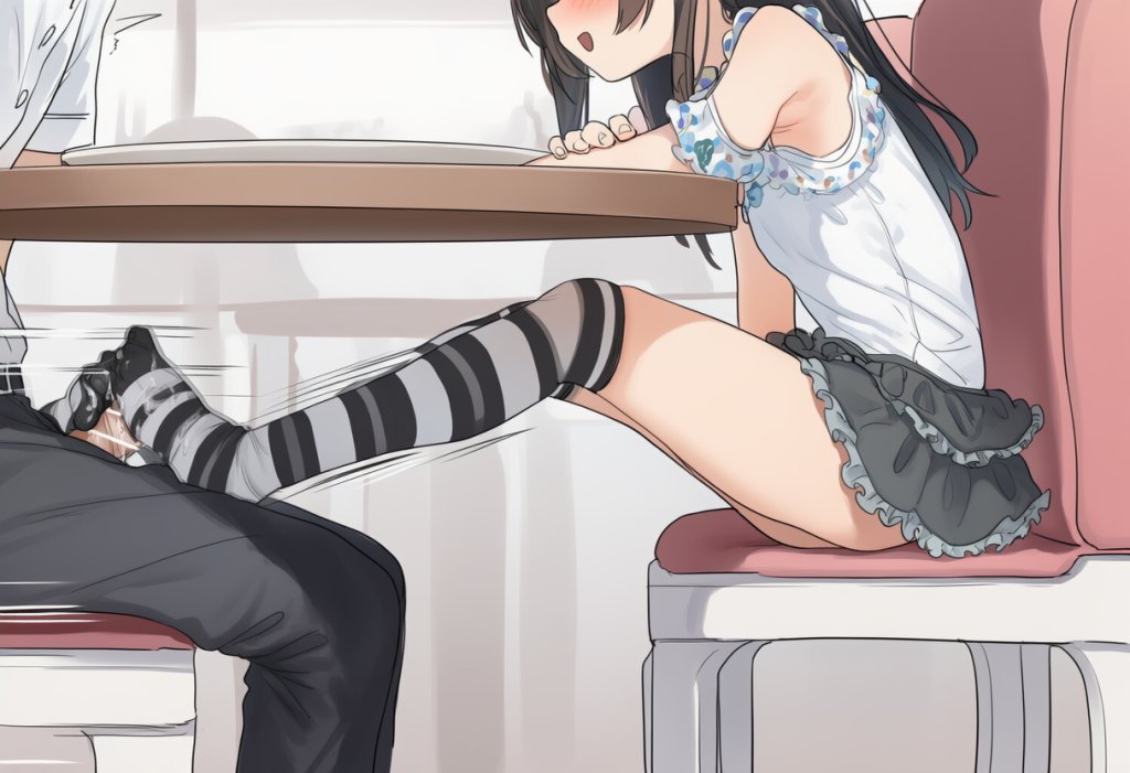 【二次エロ】テーブルの下でこっそり足コキ・・・♥