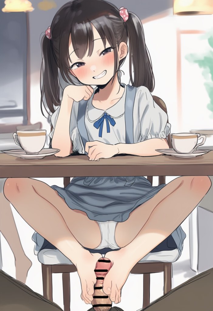【二次エロ】テーブルの下でこっそり足コキ・・・♥