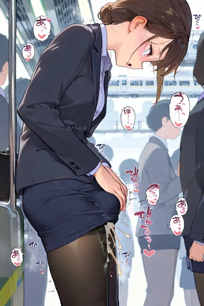 【二次エロ】OLふたなり女子がお射精とまらないエロ画像集