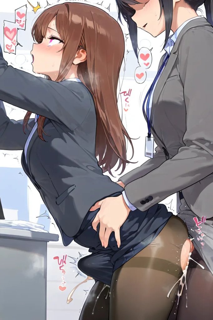 【二次エロ】OLふたなり女子がお射精とまらないエロ画像集