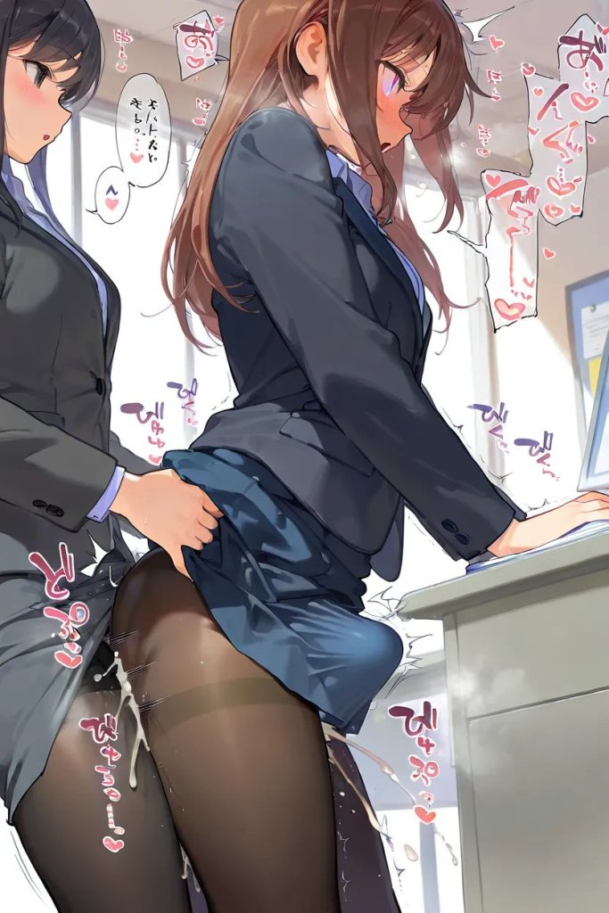 【二次エロ】OLふたなり女子がお射精とまらないエロ画像集