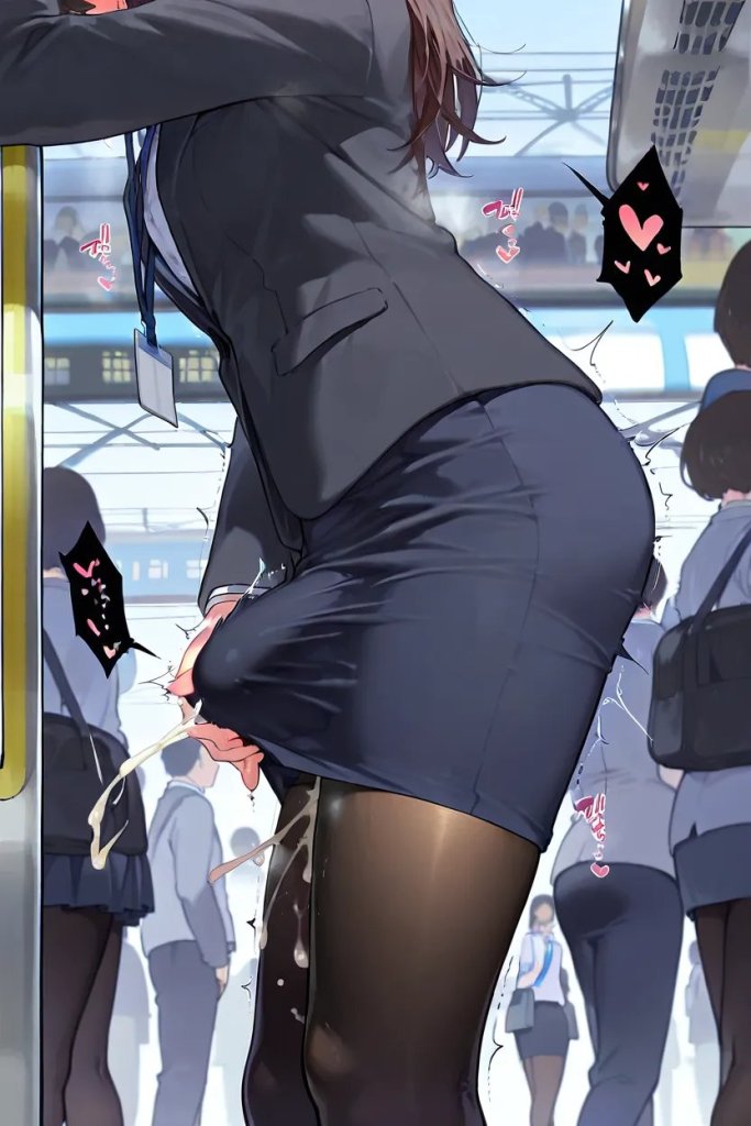 【二次エロ】OLふたなり女子がお射精とまらないエロ画像集
