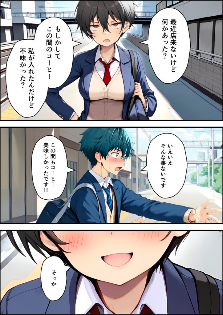 【エロ漫画】目つきの悪いボーイッシュなTSカフェ店員さんはお願いしたら中出しセックスさせてくれる(チョロい) 26ページ目