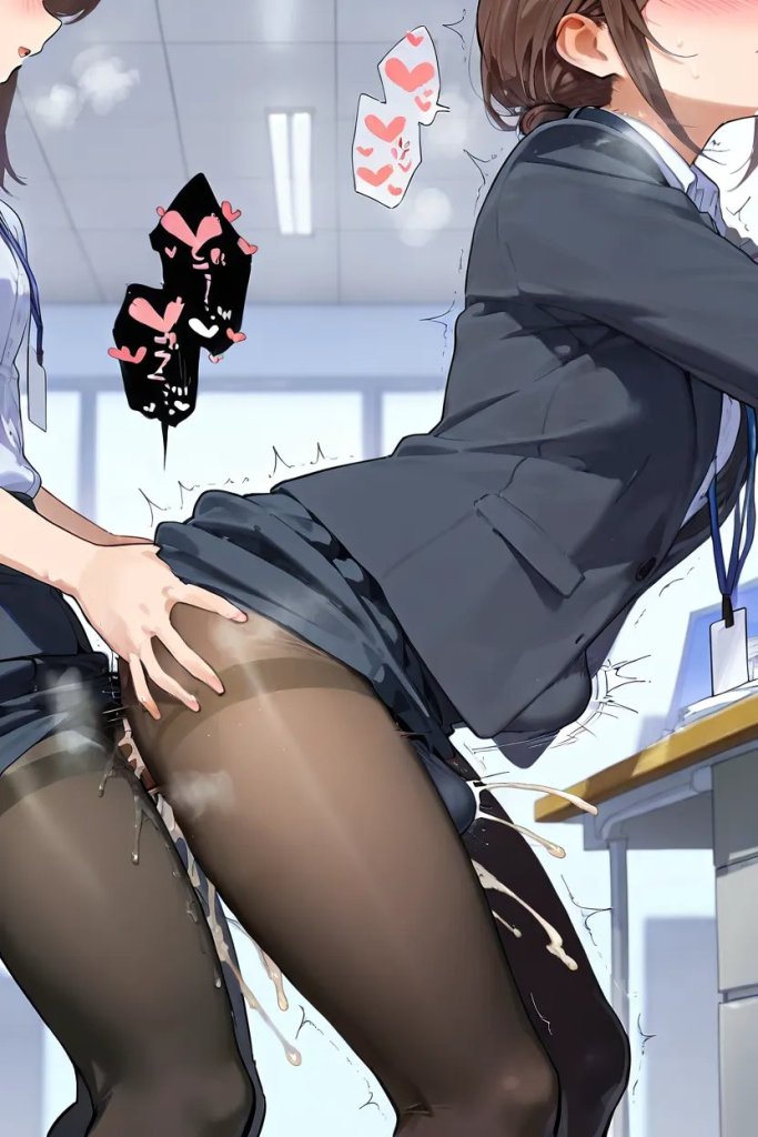 【二次エロ】OLふたなり女子がお射精とまらないエロ画像集