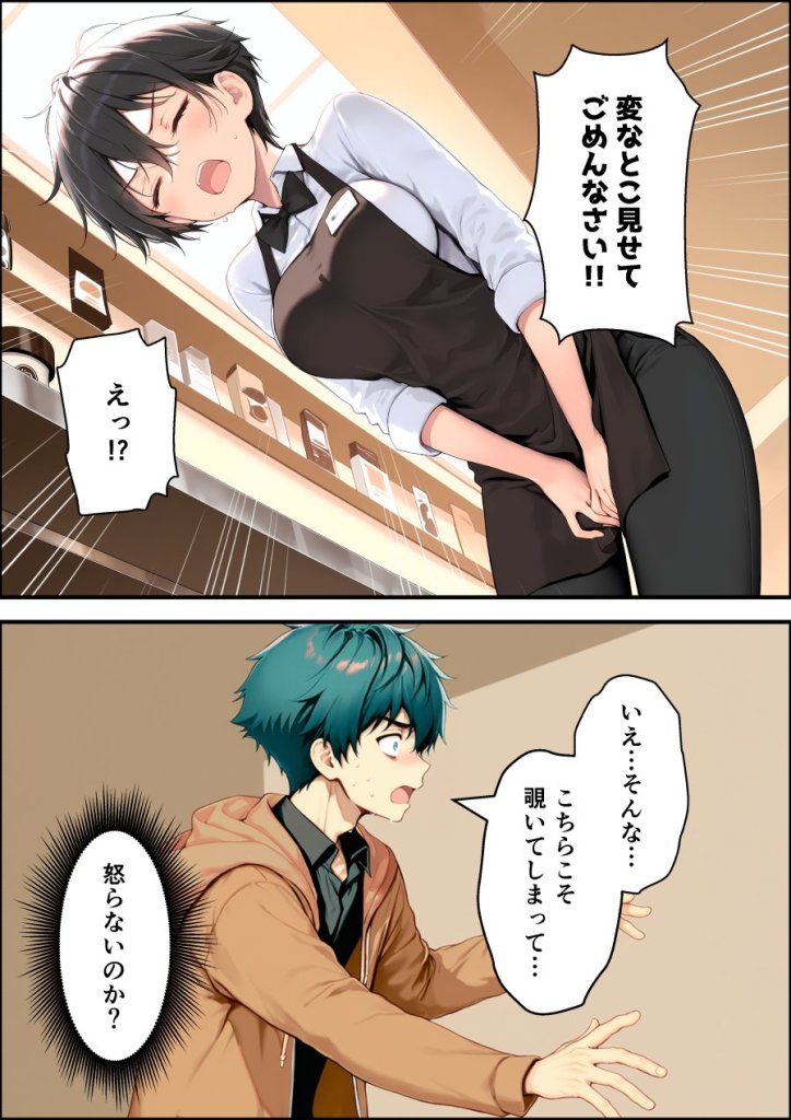 【エロ漫画】目つきの悪いボーイッシュなTSカフェ店員さんはお願いしたら中出しセックスさせてくれる(チョロい) 16ページ目