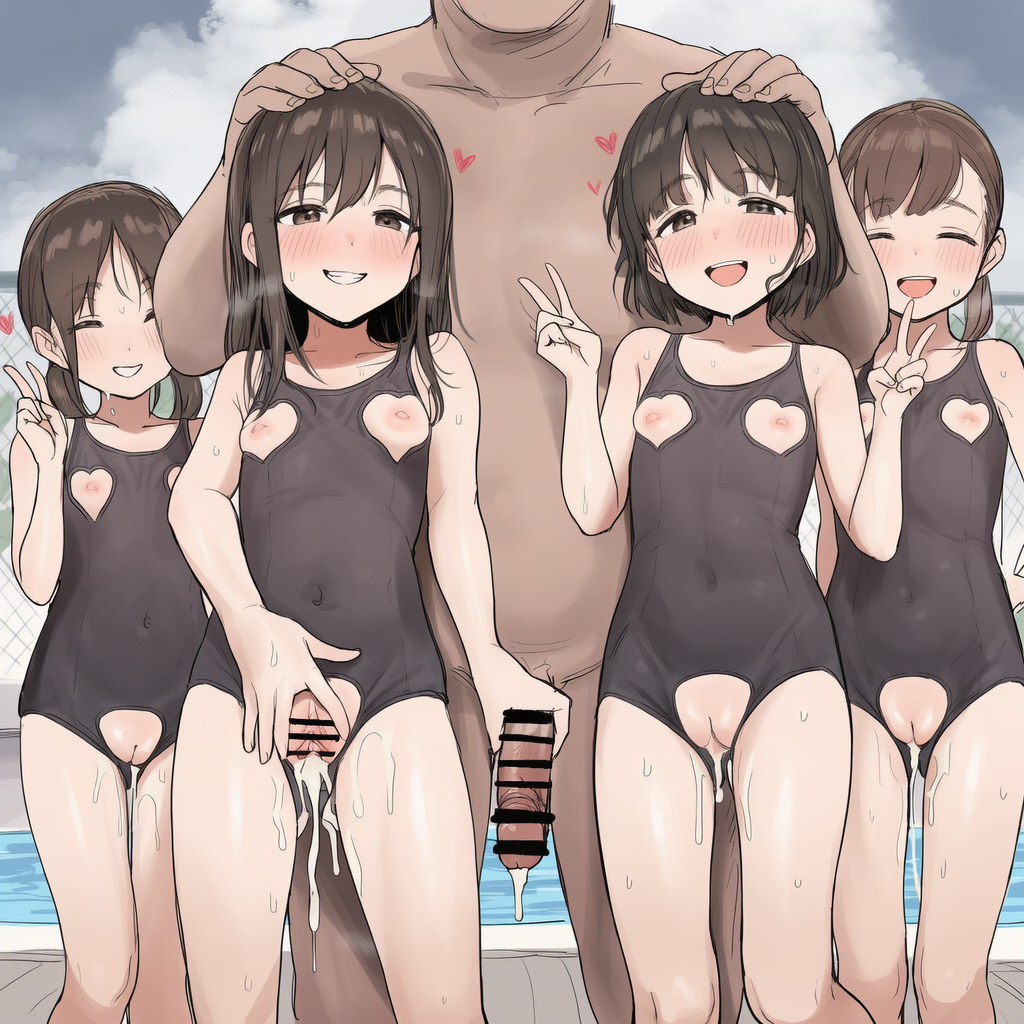 【二次エロ】エッロいスク水着てる子たちに性教育するエロ画像♥