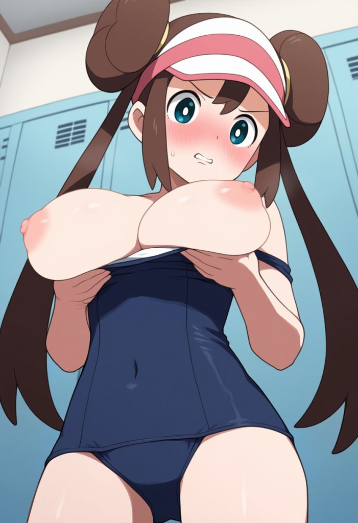【二次エロ】おっぱいがきつくてスク水が入らない女の子たちのエロ画像