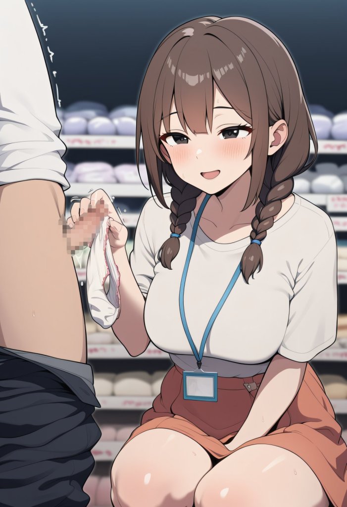 【二次エロ】パンコキ用パンツを探してたら店員さんにお試しコキされた 4枚目