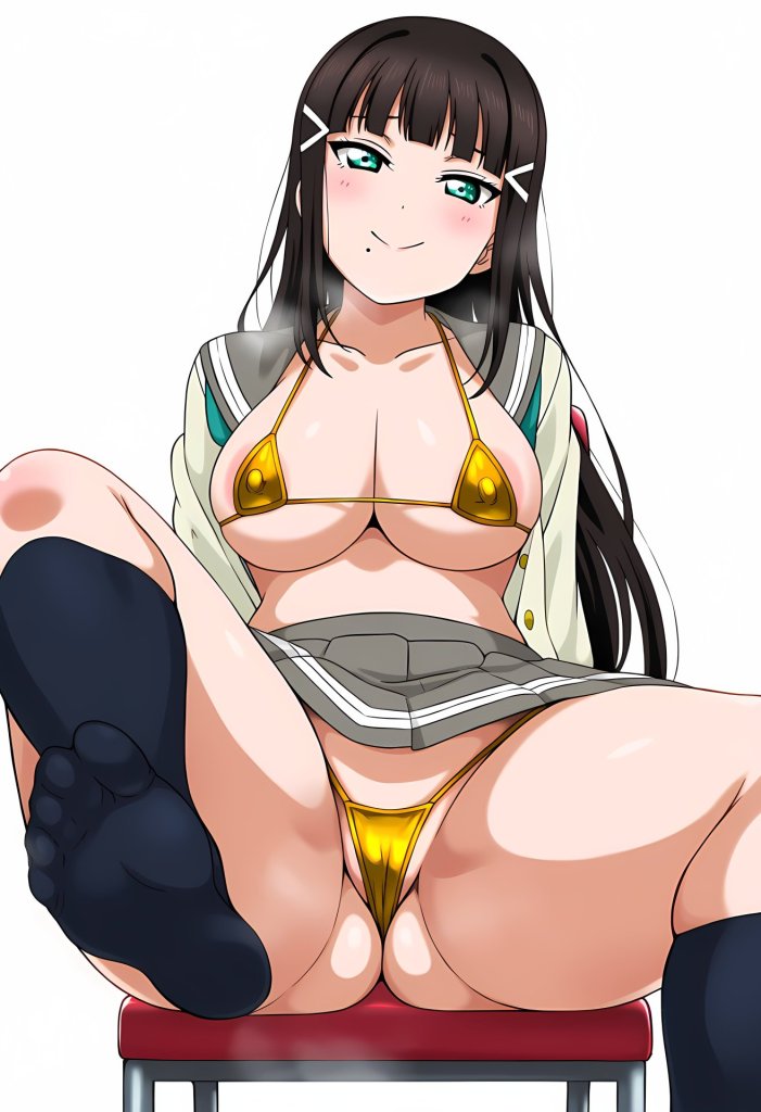 【画像】Aqoursのどすけべすぎる制服+金ビキニ画像・・・♥