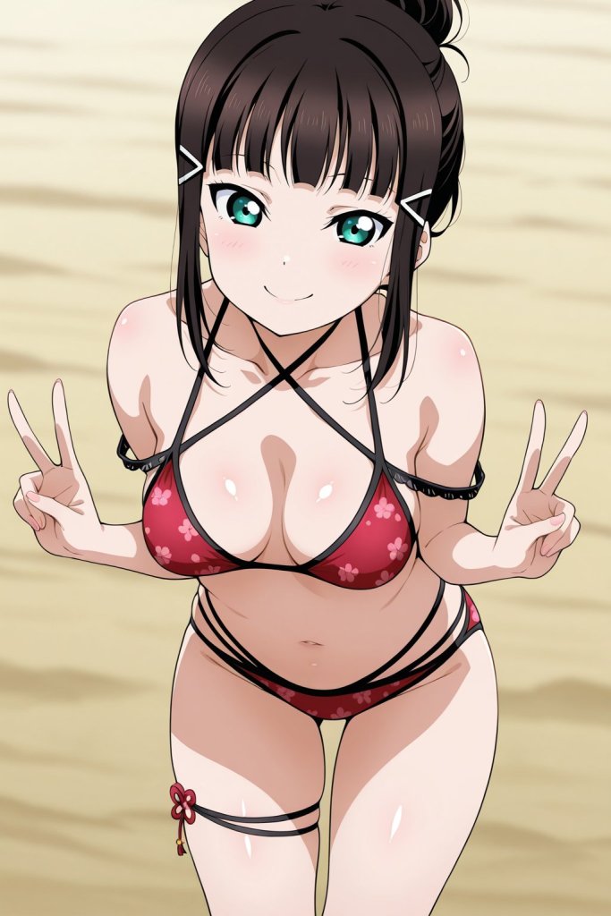 【二次エロ】黒澤ダイヤちゃんのエロビキニにぶっかけ♥