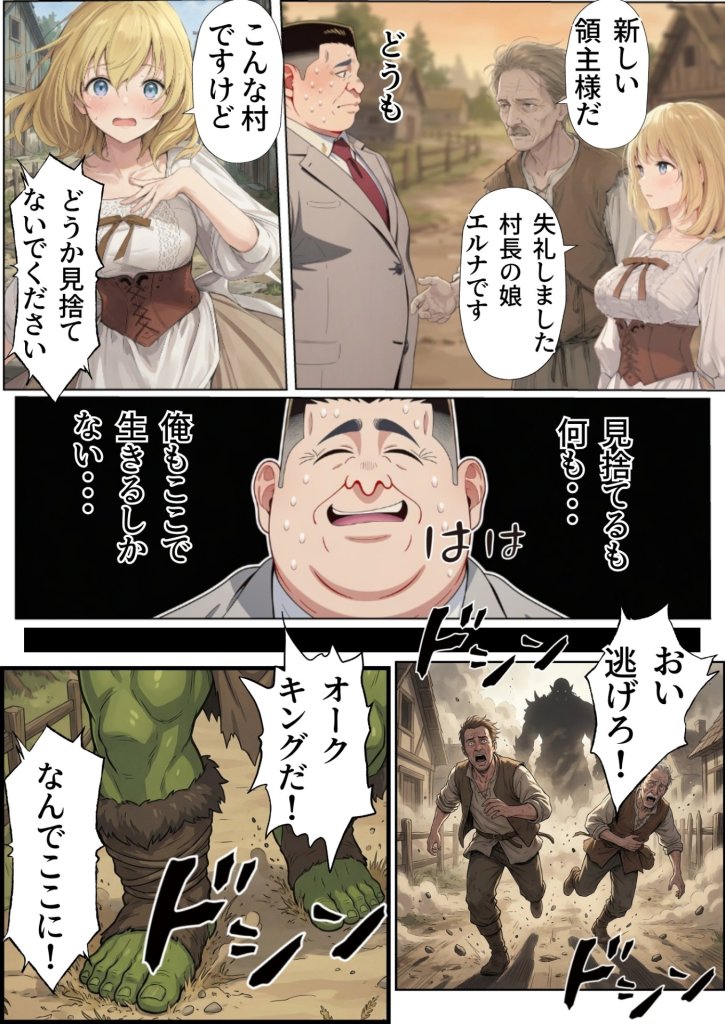 【エロ漫画】追放された種付けおじさん、辺境でハーレム悪徳領主になる