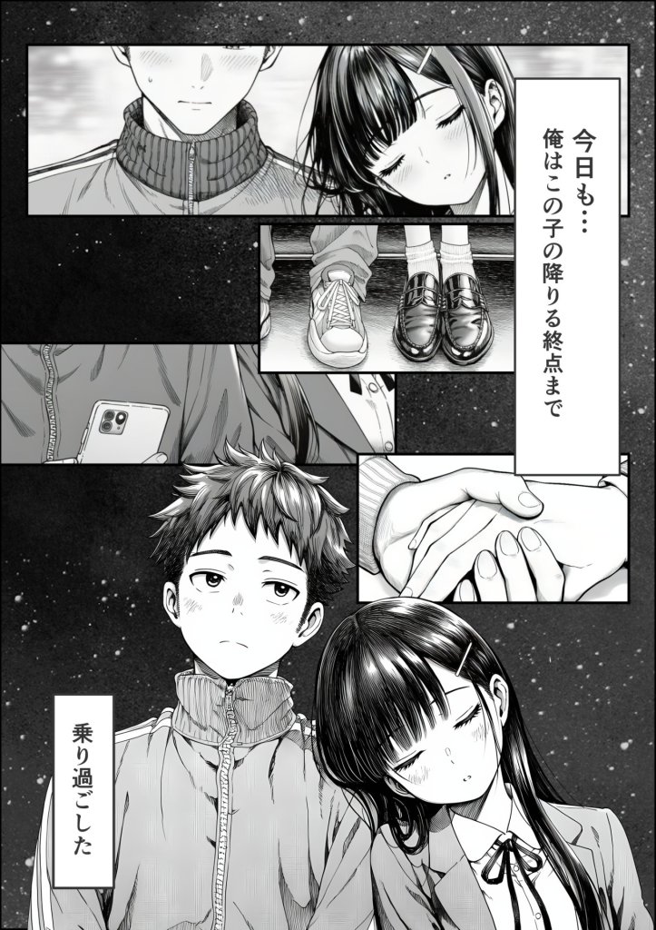 【エロ漫画】電車で何度も肩にもたれかかってくる女の子と、子作りセックスしてしまった