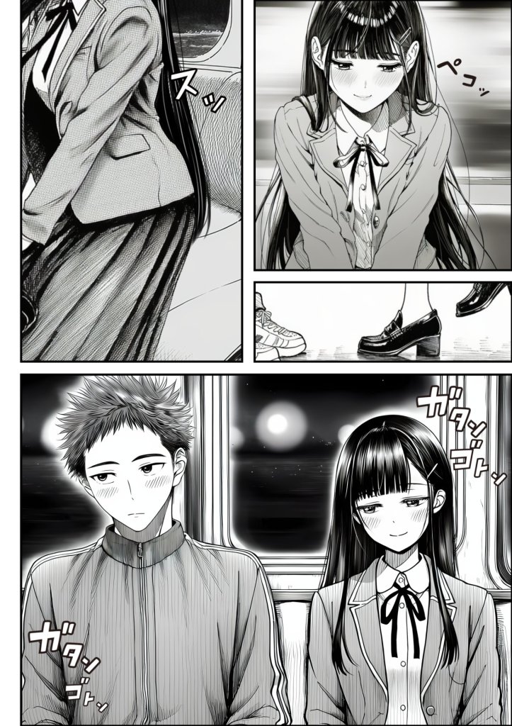 【エロ漫画】電車で何度も肩にもたれかかってくる女の子と、子作りセックスしてしまった