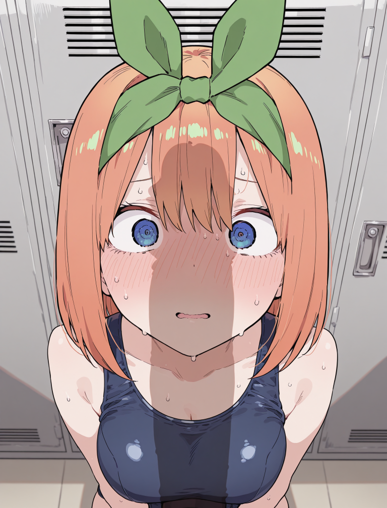 【画像】スク水四葉にち●ぽ突きつけるエロ画像