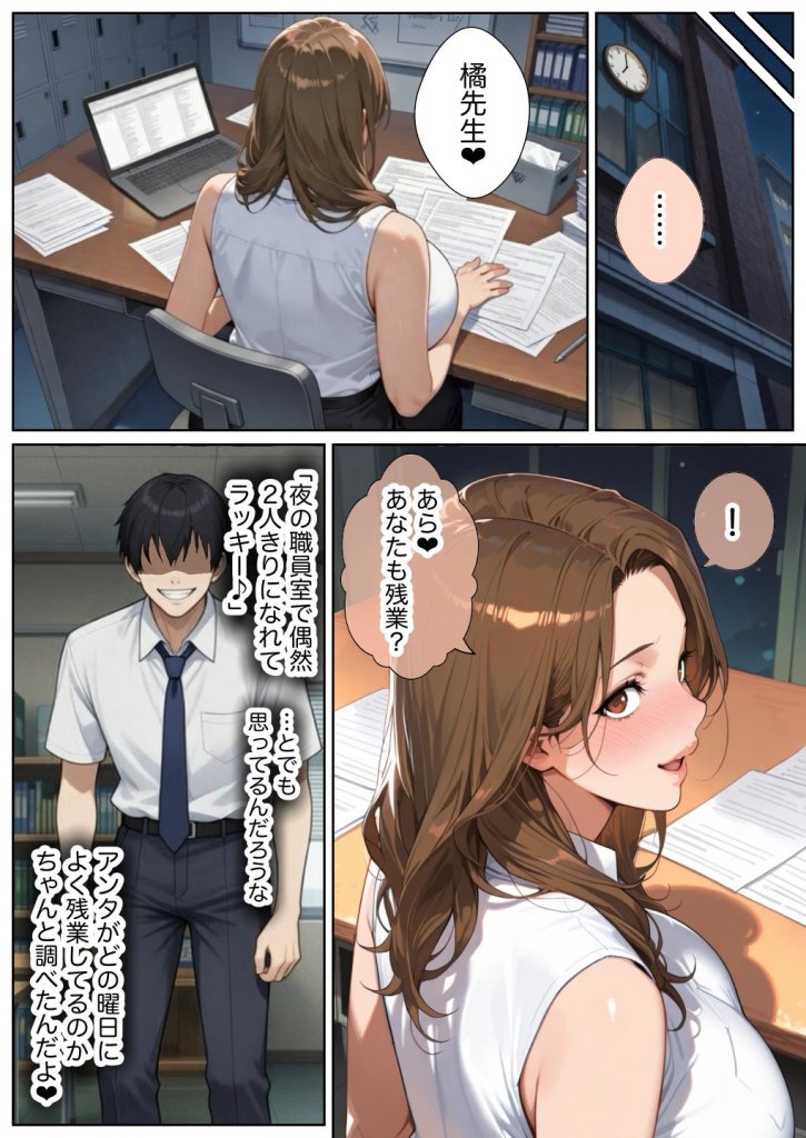 【エロ漫画】俺しか勃起できない世界  〜Mカップパワハラ女上司＆Lカップ保健教師生オナホ化〜