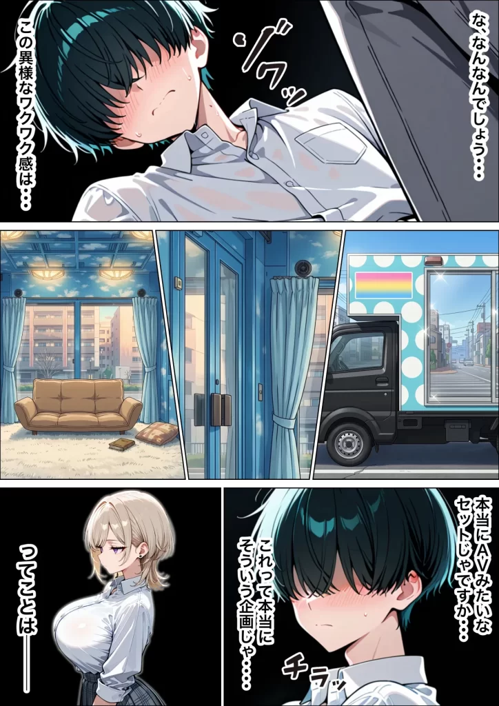 【エロ漫画】童貞陰キャの僕がクールギャルとマジックミラー車で生ハメセックスした話