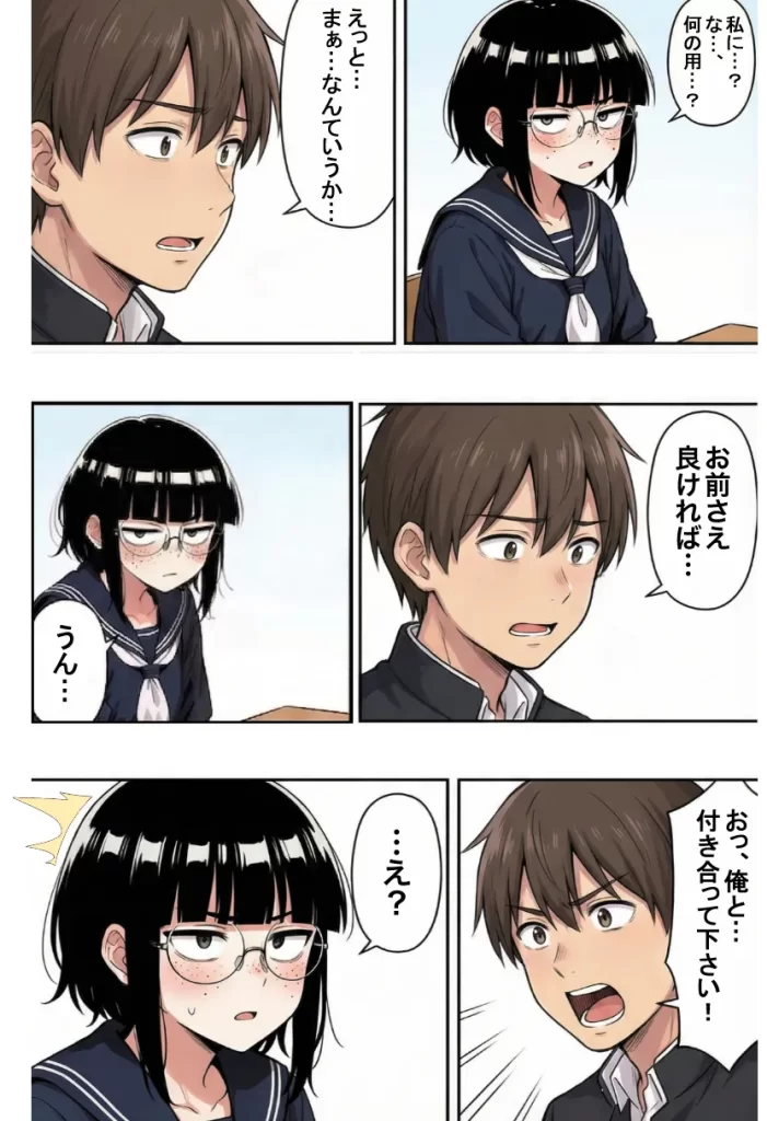 【エロ漫画】ブスな女子校生とヤって童貞を捨てる話