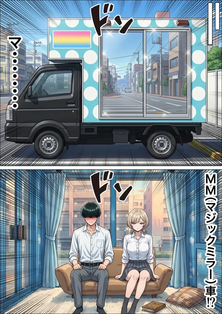 【エロ漫画】童貞陰キャの僕がクールギャルとマジックミラー車で生ハメセックスした話