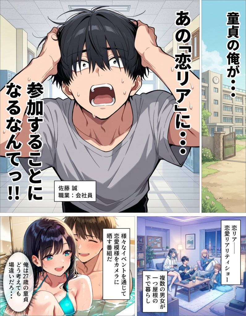 【エロ漫画】ギャル上等〜「セックスOK」の恋愛リアリティーショーで童貞が巨根無双する話〜 1ページ目